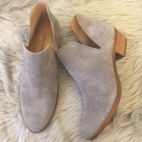 gray perforated booties